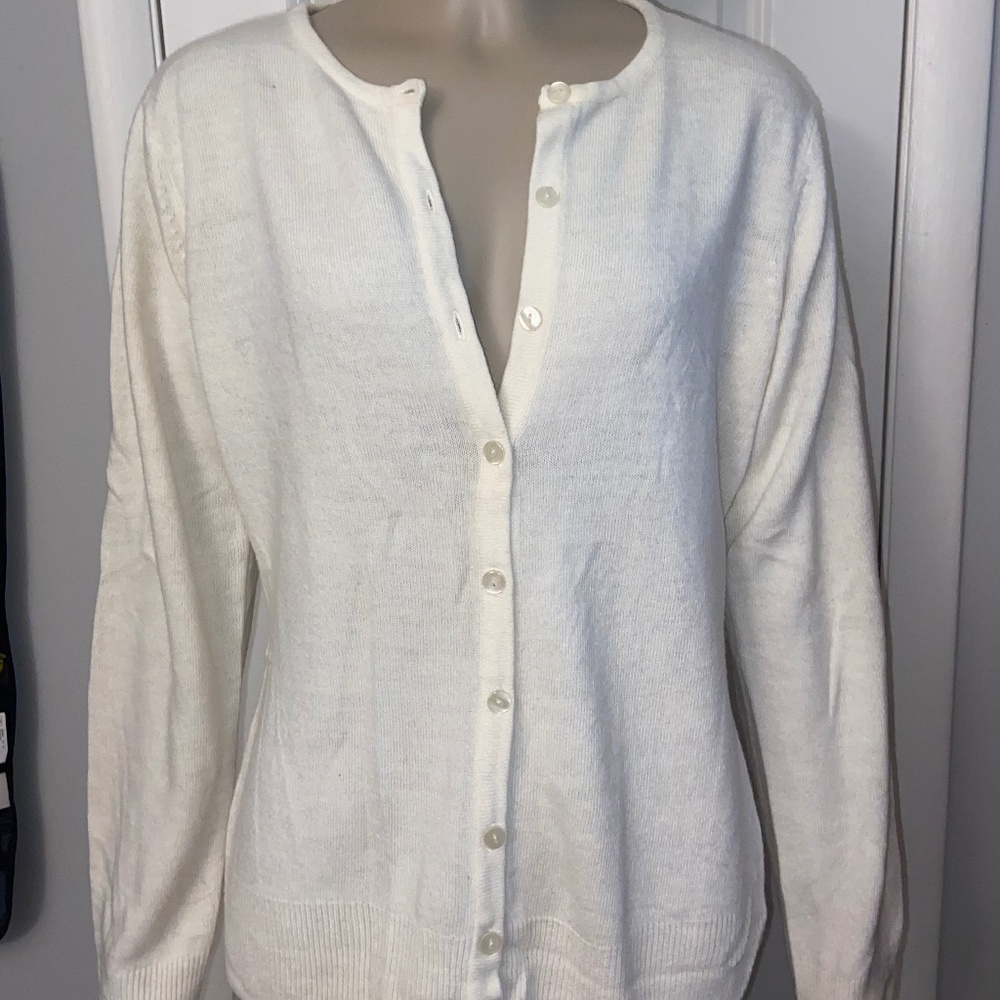 Cream Button-Down Cardigan